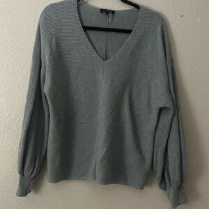 Nordstrom 1.State Heather Gray v neck RIBBED sweater